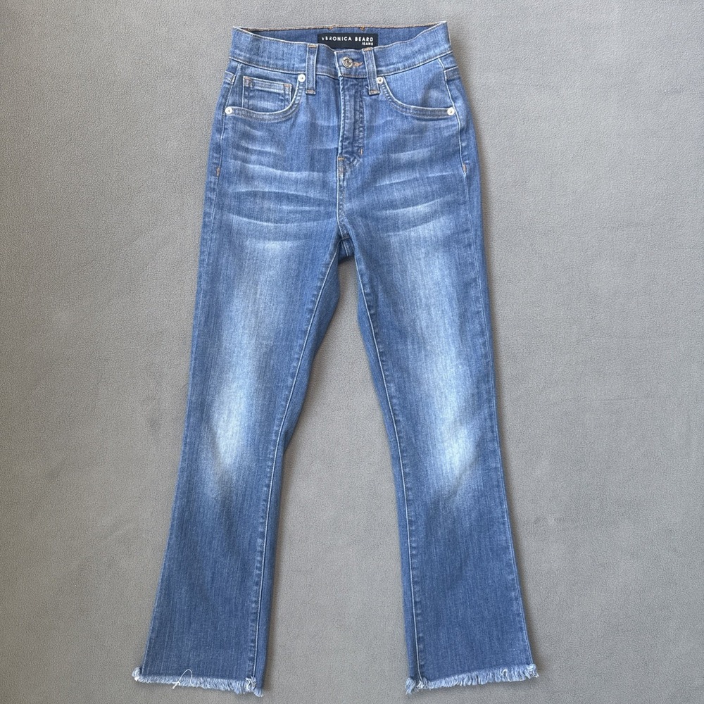 Veronica Beard Jeans Womens 24 Blue Carly Kick Flare High Rise Sunrise Wash Crop